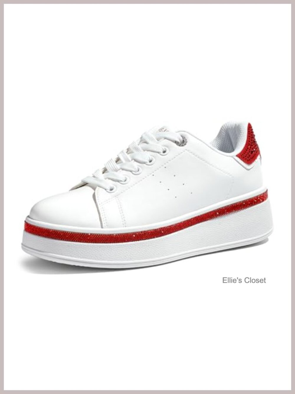 Women's Glitter Platform Sneakers with Rhinestones, 2" Anti-Slip Sole Streetwear